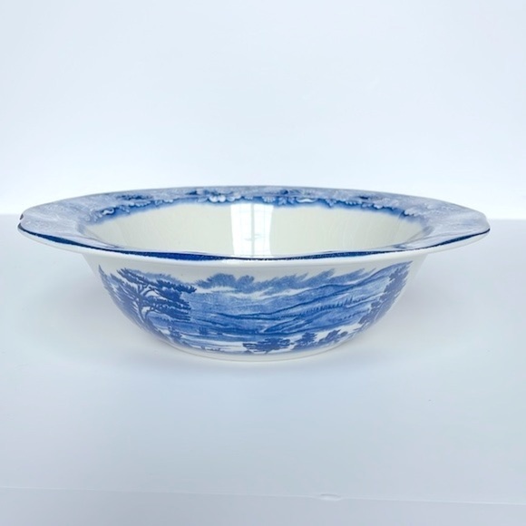 Liberty Blue Round Serving Dish Staffordshire England Ironstone Blue and White - Picture 3 of 8